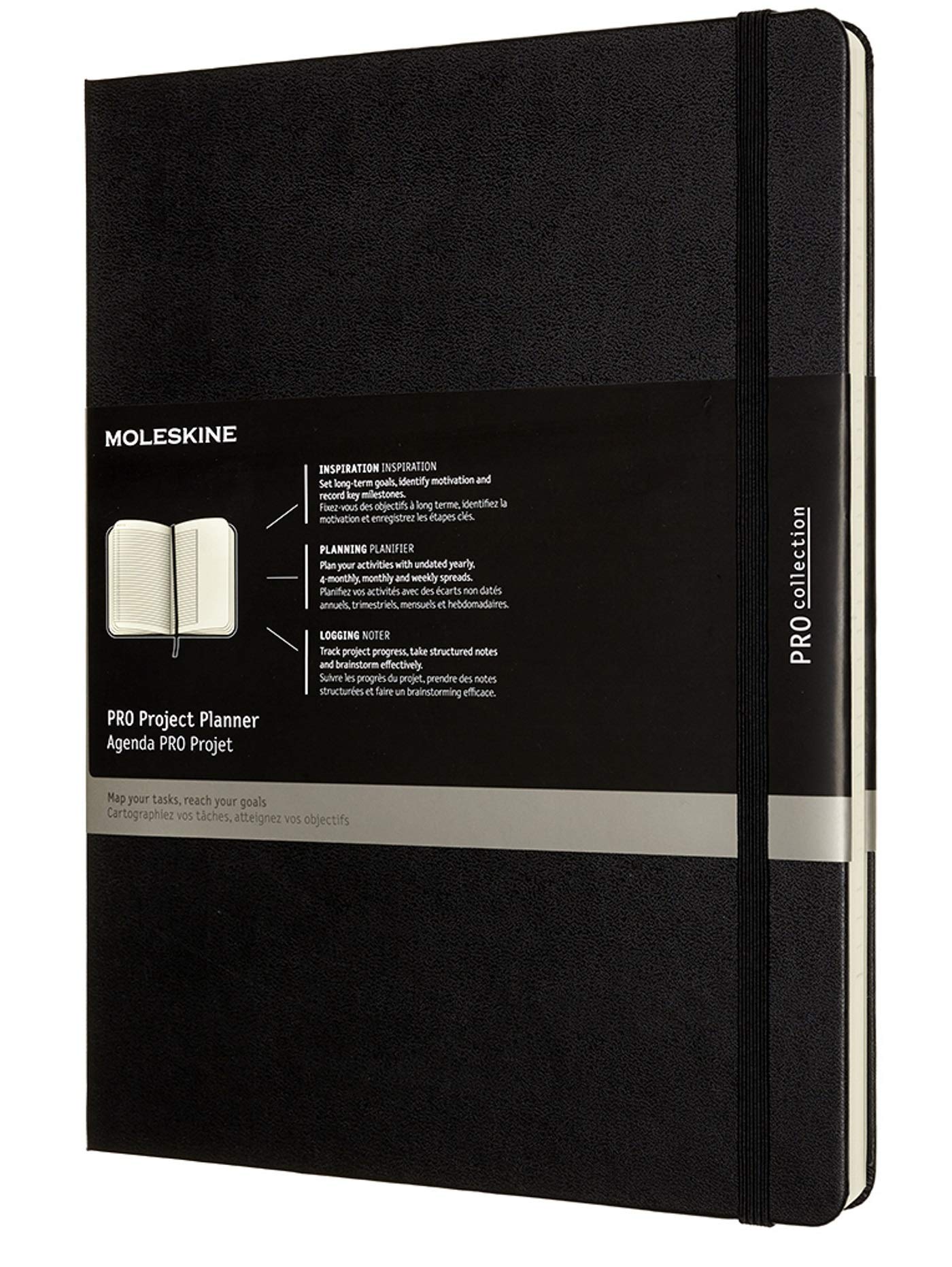 Moleskine Pro Project Planner, Agenda Professionale e Taccuino per Obiettivi, Agenda Produttività per Progetti, Copertina Rigida, Formato Extra Large 19x 25 cm, Colore Nero, 288 Pagine