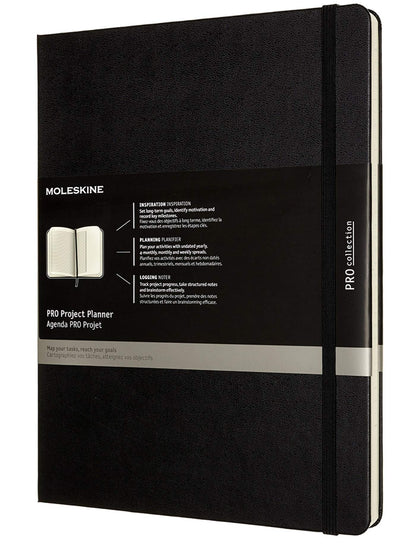 Moleskine Pro Project Planner, Agenda Professionale e Taccuino per Obiettivi, Agenda Produttività per Progetti, Copertina Rigida, Formato Extra Large 19x 25 cm, Colore Nero, 288 Pagine
