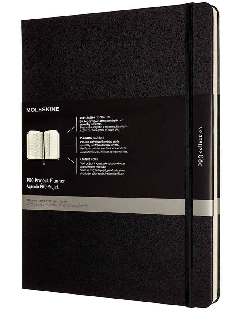 Moleskine Pro Project Planner, Agenda Professionale e Taccuino per Obiettivi, Agenda Produttività per Progetti, Copertina Rigida, Formato Extra Large 19x 25 cm, Colore Nero, 288 Pagine