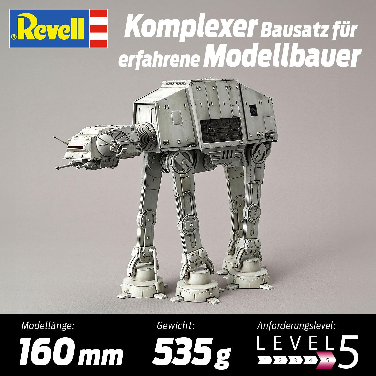 Revell 01205 Disney Star Wars at Stormtrooper originalgetreuer Modellbausatz für Experten, Mehrfarbig, 1/144