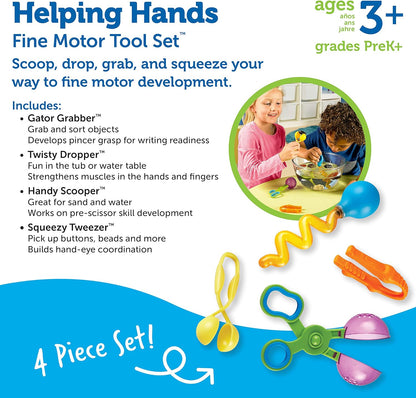 Learning Resources Helping Hands Fine Motor Tool Set Toy, Fine Motor and Sensory Toy, Fine Motor Games, Ages 3+