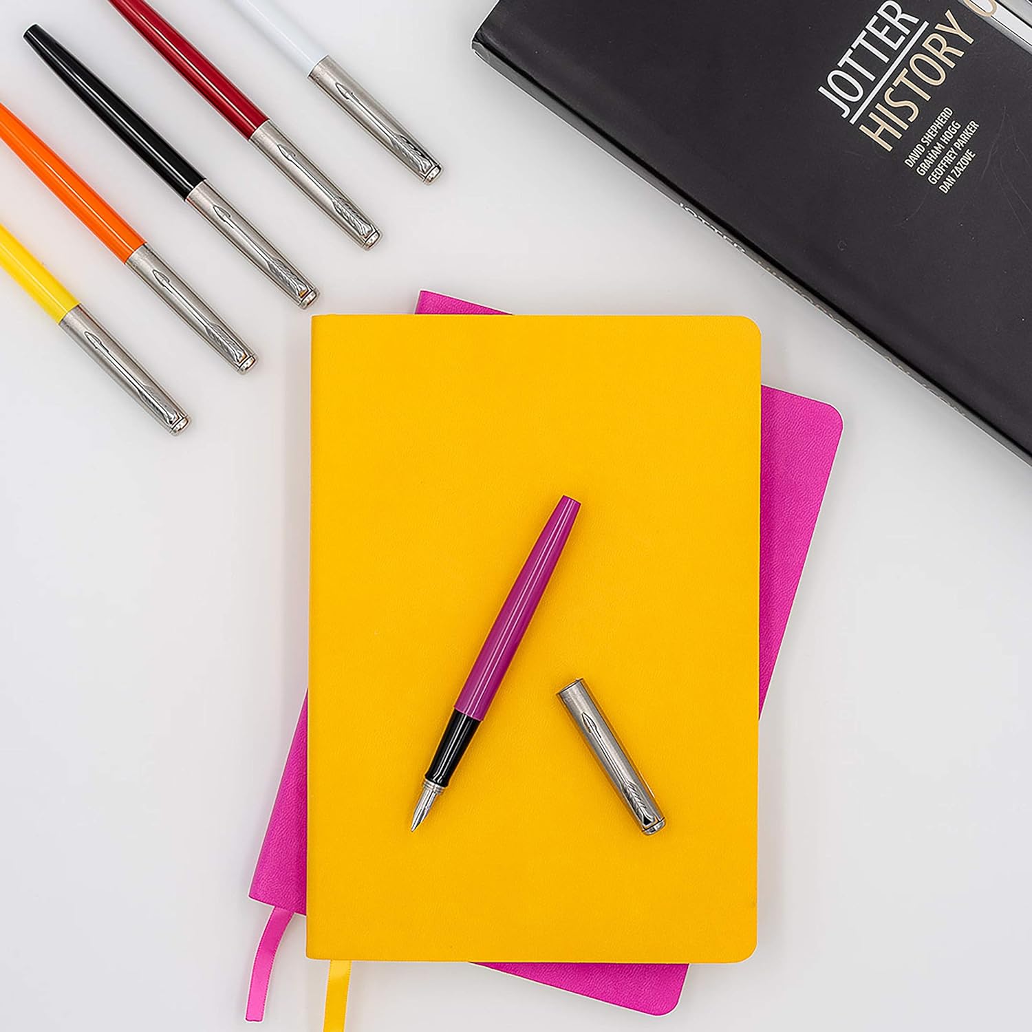 Parker Jotter Originals Fountain Pen | Classic Magenta Finish | Medium Nib | Blue & Black Ink