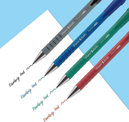 Paper Mate FlexGrip Gel Pens Medium Point (0.7 mm) Black, Blue, Red & Green Ink 4 Count