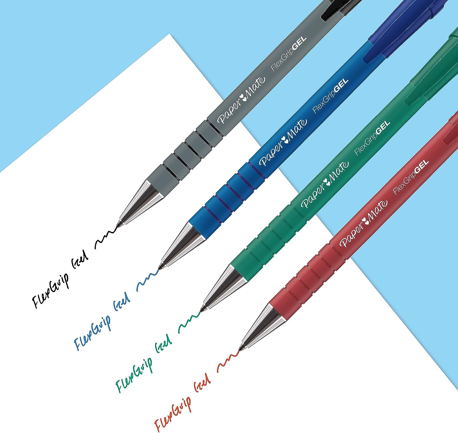Paper Mate FlexGrip Gel Pens | Medium Point (0.7 mm) | Black Ink | 4 Count
