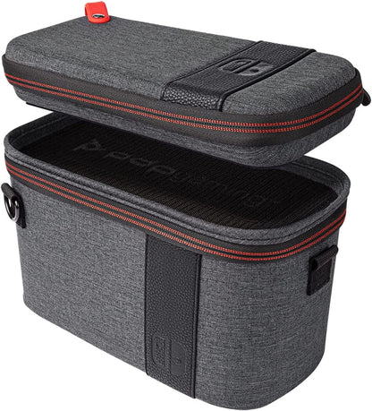 PDP Gaming Pull-N-Go Travel Case | Elite Edition | 2-in-1 with Removable Compartments: Grey - Nintendo Switch Pull-N-Go Grey