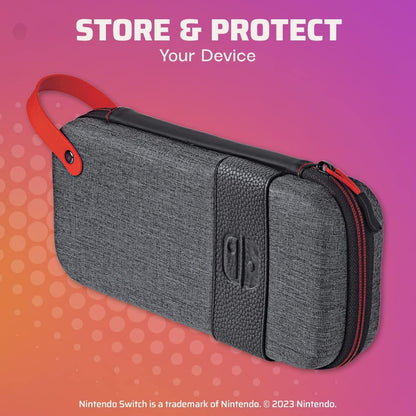 PDP Gaming Pull-N-Go Travel Case | Elite Edition | 2-in-1 with Removable Compartments: Grey - Nintendo Switch Pull-N-Go Grey