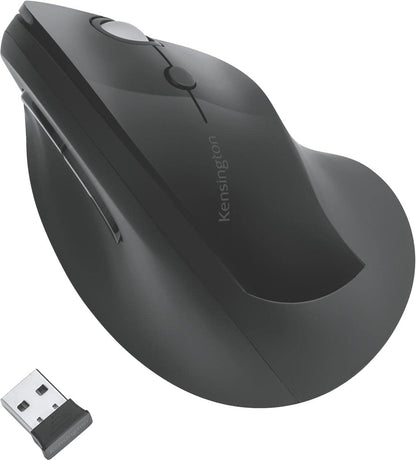 Kensington Wireless Mouse - Pro Fit Ergonomic Vertical 2.4GH Wireless Mouse with Scroll Wheel and 4 Buttons to Prevent Mouse Arm / Tennis Elbow / RSI Syndrome; Black (K75501EU