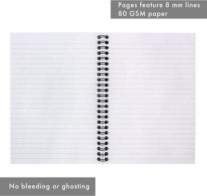 Pukka Pad, A5 Metallic Jotta Book 3-Pack for Home, School, and Office – 15 x 21cm – Wirebound Notebook with 8mm Lines and 80GSM Paper – Features Perforated Edges - 200 Pages, Green