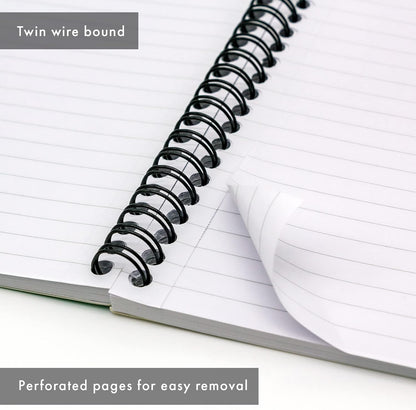Pukka Pad, A5 Metallic Jotta Book 3-Pack for Home, School, and Office – 15 x 21cm – Wirebound Notebook with 8mm Lines and 80GSM Paper – Features Perforated Edges - 200 Pages, Green