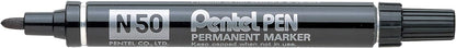 Pentel N50 Permanent Marker Bullet Tip 1.5-2mm Line Black Ref N50-A