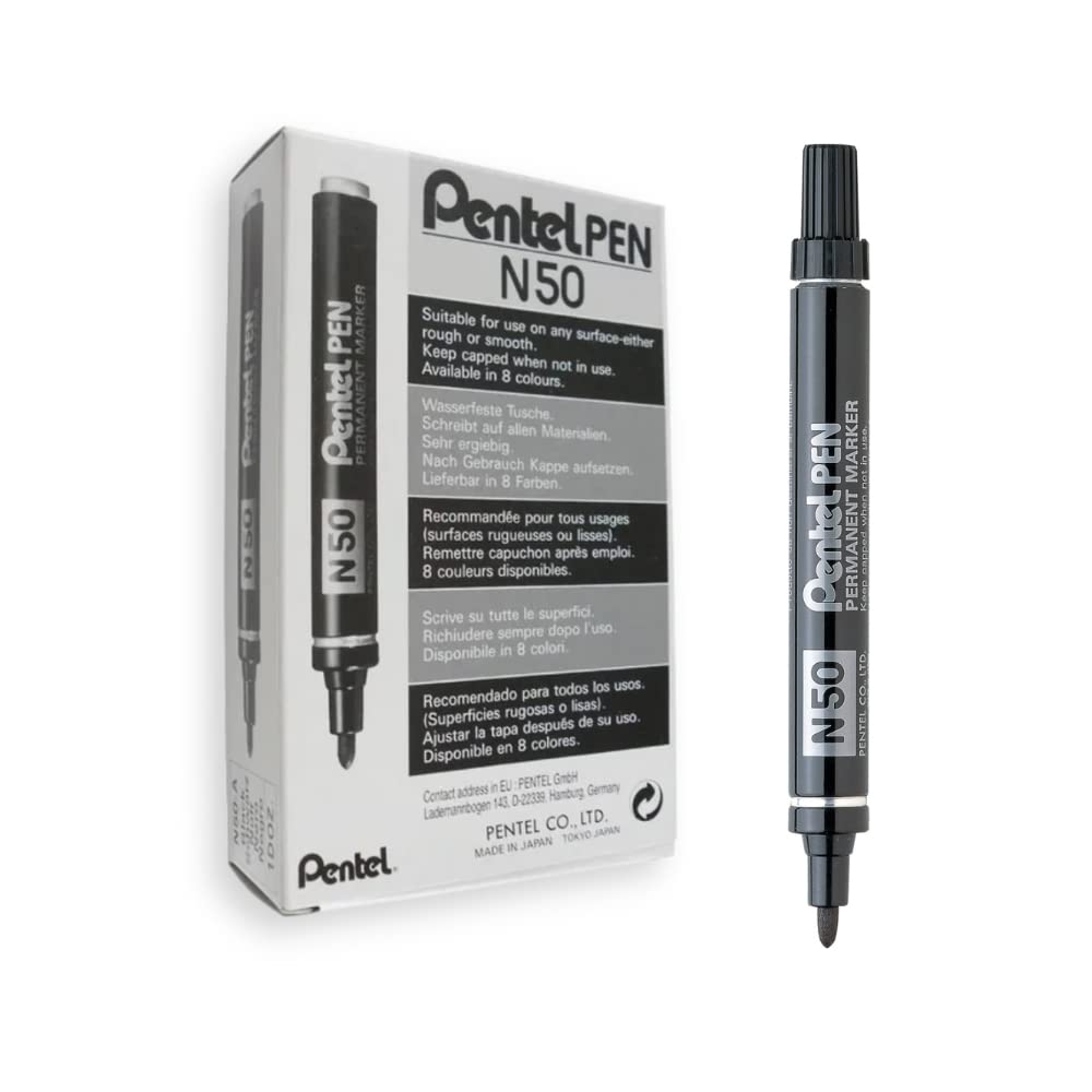 Pentel N50 Permanent Marker Bullet Tip 1.5-2mm Line Black Ref N50-A