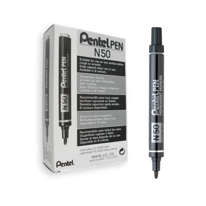 Pentel N50 Permanent Marker Bullet Tip 1.5-2mm Line Black Ref N50-A