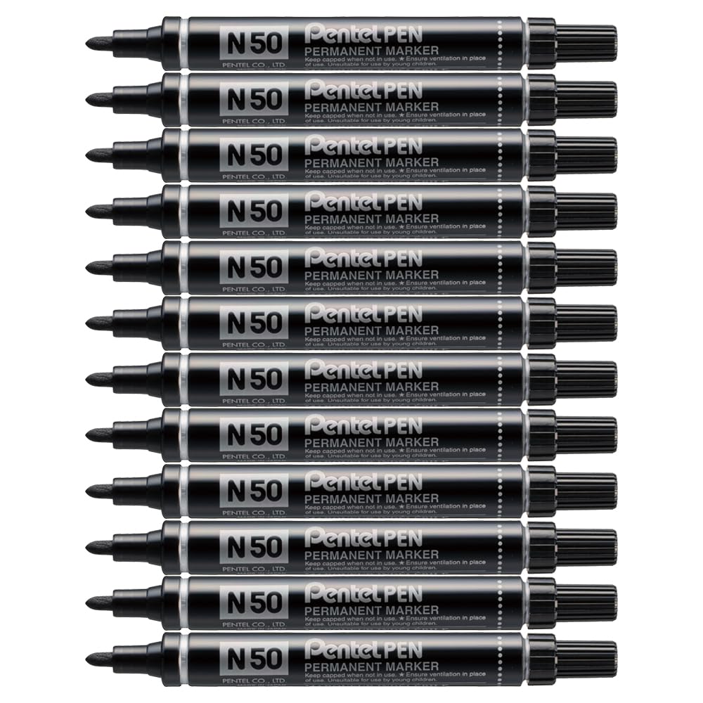 Pentel N50 Permanent Marker Bullet Tip 1.5-2mm Line Black Ref N50-A