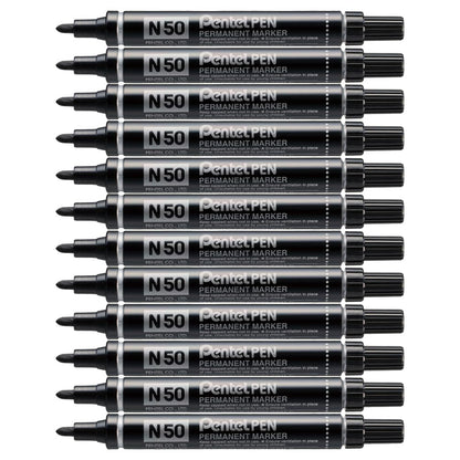 Pentel N50 Permanent Marker Bullet Tip 1.5-2mm Line Black Ref N50-A
