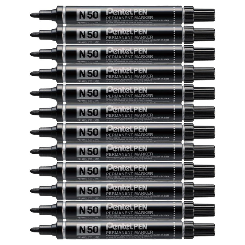 Pentel N50 Permanent Marker Bullet Tip 1.5-2mm Line Black Ref N50-A