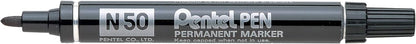 Pentel N50 Permanent Marker Bullet Tip 1.5-2mm Line Black Ref N50-A