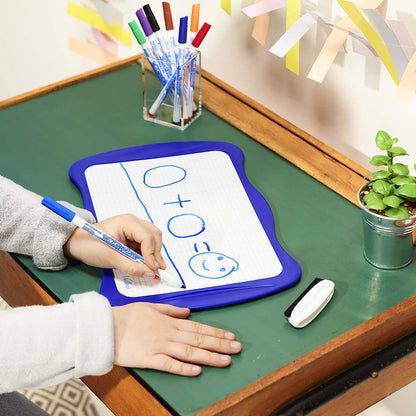 BIC Velleda Double-Sided Dry Erase Board, Size 19 x 26 cm with Blue Whiteboard Marker and Eraser, Pack of 3 19 x26cm
