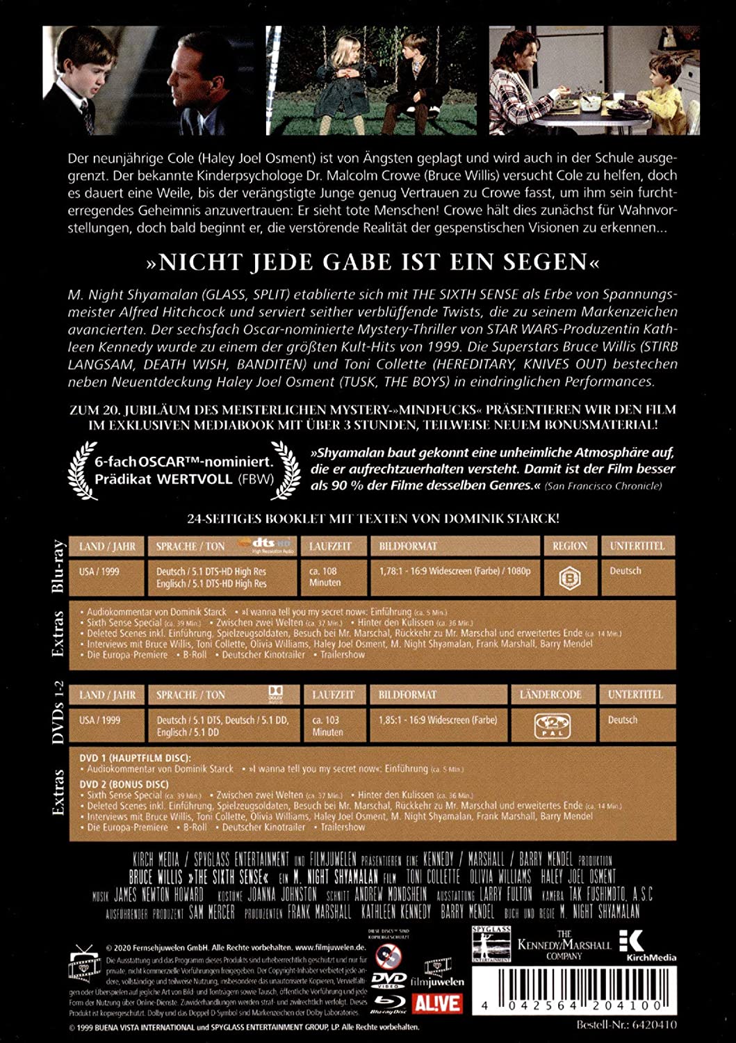 The Sixth Sense - Nicht jede Gabe ist ein Segen - Mediabook - Special Edition (+ 2 DVDs) (Filmjuwelen)