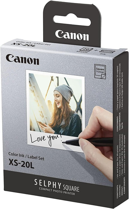 Canon XS-20L Genuine Ink + Paper Set, for SELPHY SQUARE QX10 - 20 Prints