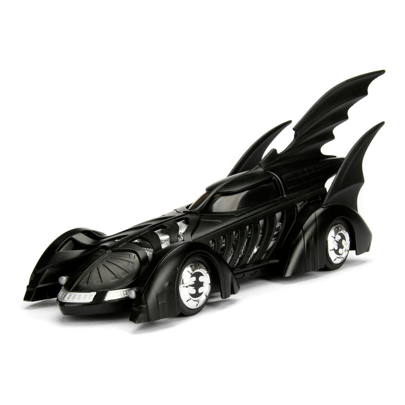 Jada Toys 253215003 Batmobil 1995, hochdetailiertes 1:24 Modellauto inkl. Batman-Figur, Cockpit und Türen können geöffnet werden, mit Freilauf, schwarz