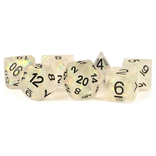 Metallic Dice Games LIC604 ICY Opal CLbk Dice & Dice Bags - Set of 7