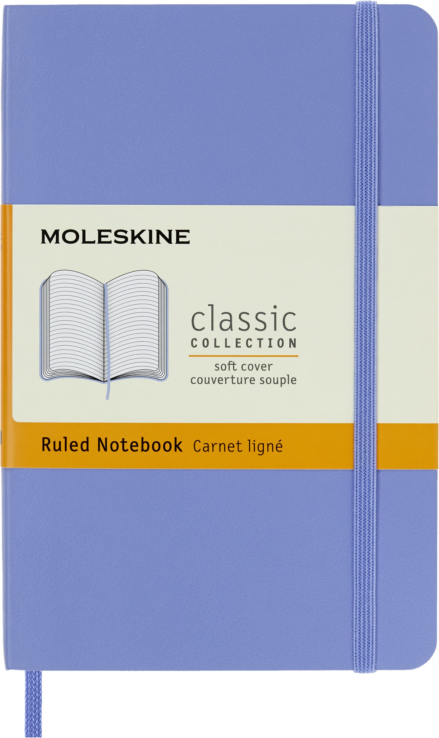 Moleskine - Classic Notebook, Ruled Notebook, Soft Cover and Elastic Closure, Size Pocket 9 x 14 cm, Colour Hydrangea Blue, 192 Pages