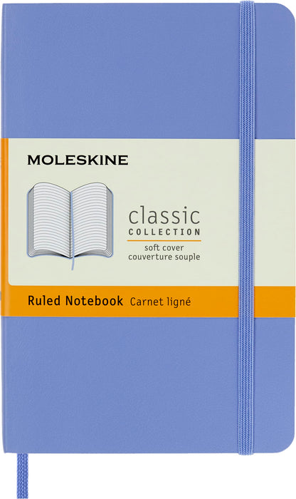Moleskine - Classic Notebook, Ruled Notebook, Soft Cover and Elastic Closure, Size Pocket 9 x 14 cm, Colour Hydrangea Blue, 192 Pages