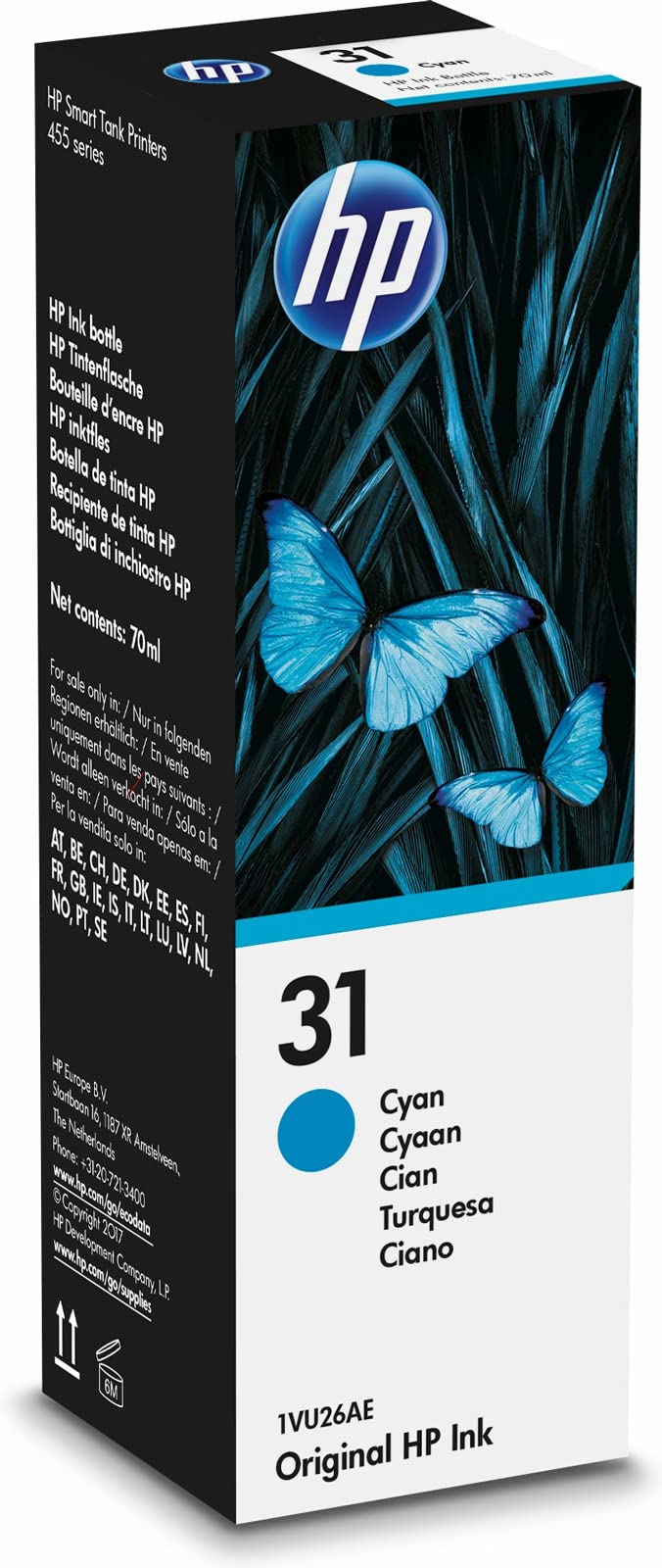 HP 31 (1VU26AE) Cyan Original Tintenflasche (70ml) für HP Smart Tank