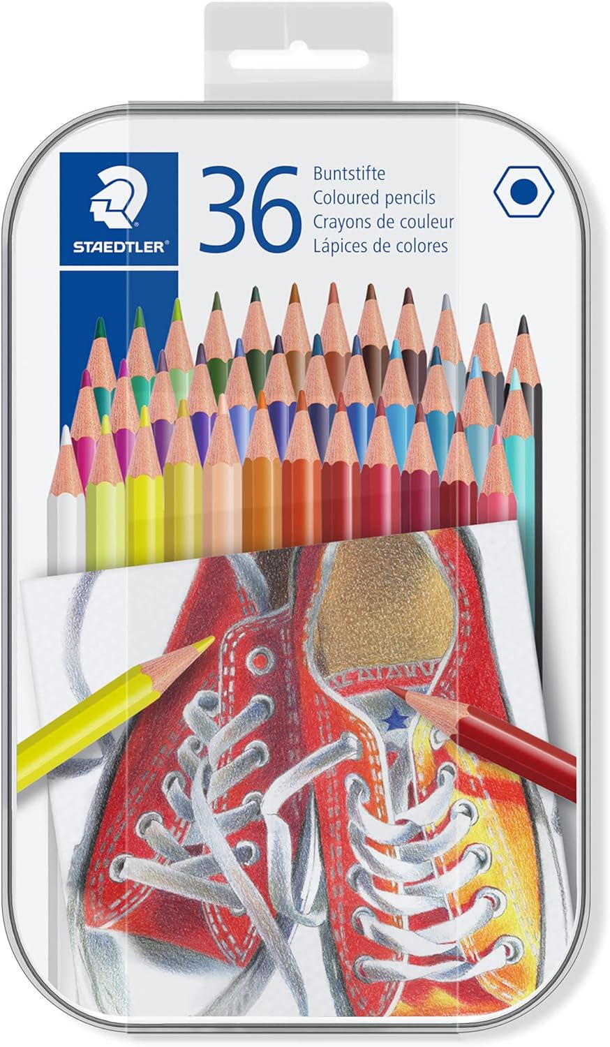 STAEDTLER 175 M36 Wood-Free Coloured Pencils - Assorted Colours (Tin of 36) 36 count (Pack of 1) Standard