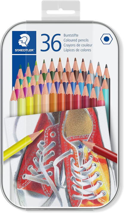 STAEDTLER 175 M36 Wood-Free Coloured Pencils - Assorted Colours (Tin of 36) 36 count (Pack of 1) Standard