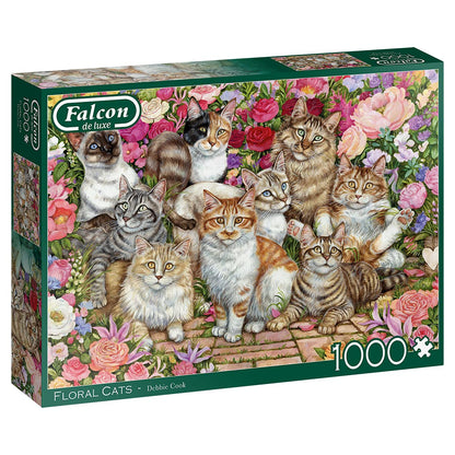 Jumbo, Falcon de luxe - Floral Cats, Jigsaw Puzzles for Adults, 1,000 Piece, 68 x 49 x 1 centimetres