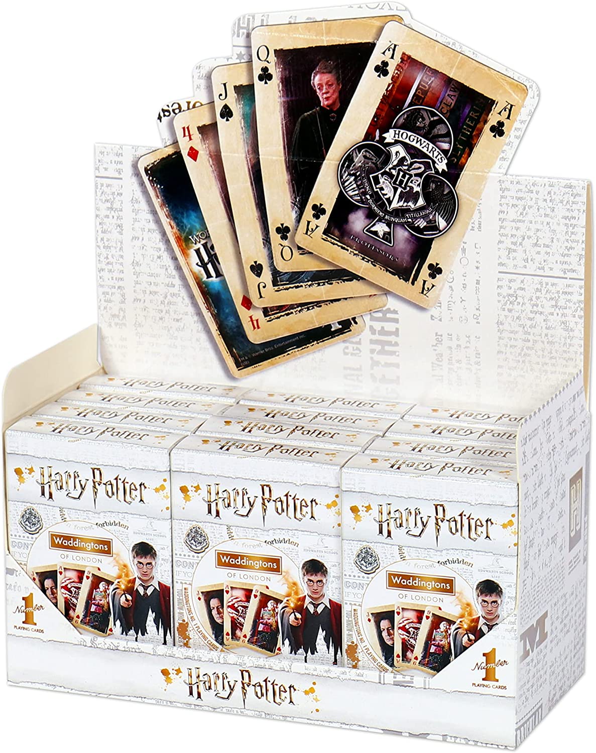 Waddingtons Number 1 Harry Potter Playing Card Game, enter the magical world of Hogwarts and play with Harry, Ron, Hermione, Dumbledore, Snape and Hagrid, gift and toy for boys and girls Aged 4 plus