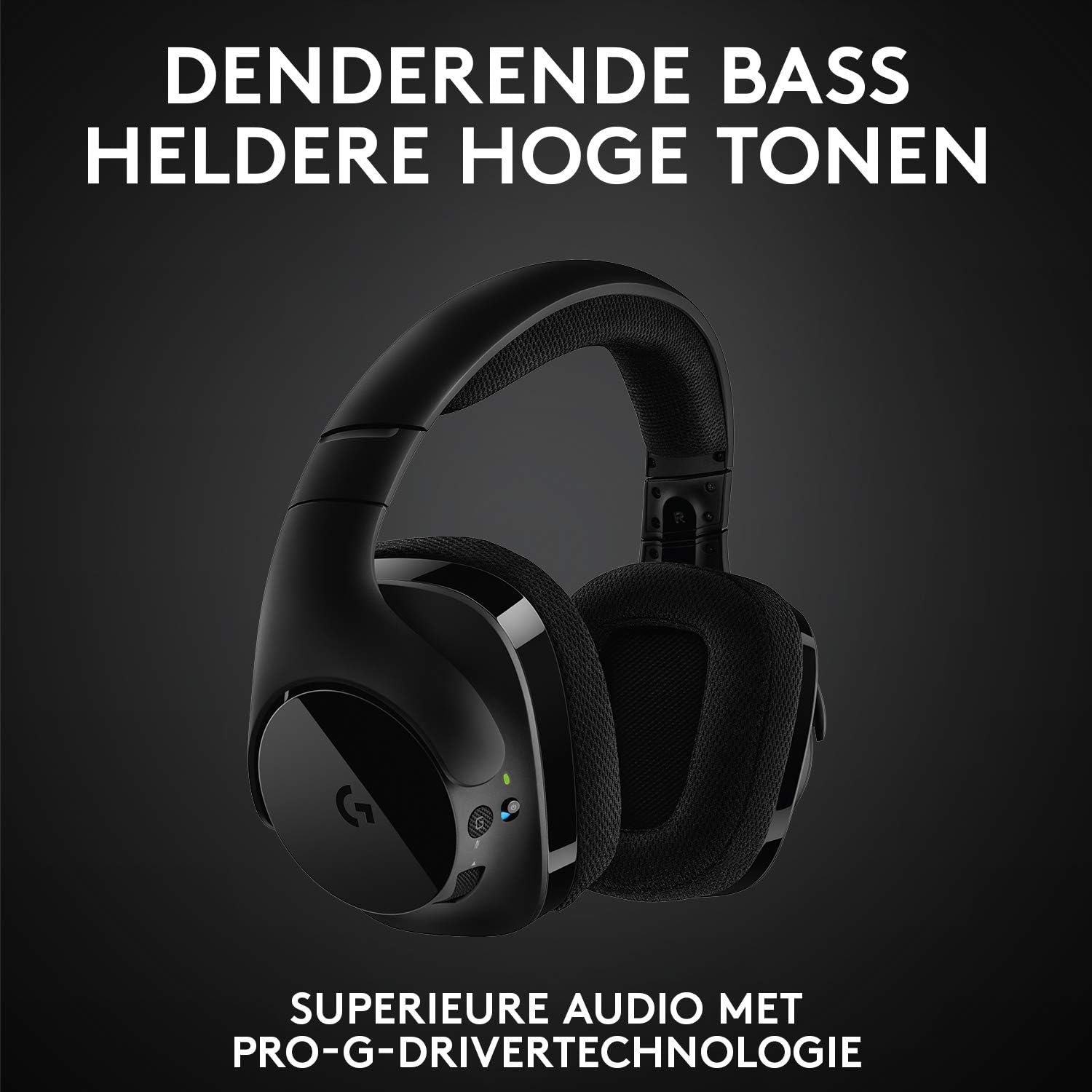 Logitech G533 Draadloze Gaming Headset, 7.1 Surround sound, DTS Headphone:X, 40mm Pro-G drivers, Noise Cancelling Microfoon, 2.4GHz draadloos, Lichtgewicht, Batterijduur 15 uur, PC/Mac - Zwart