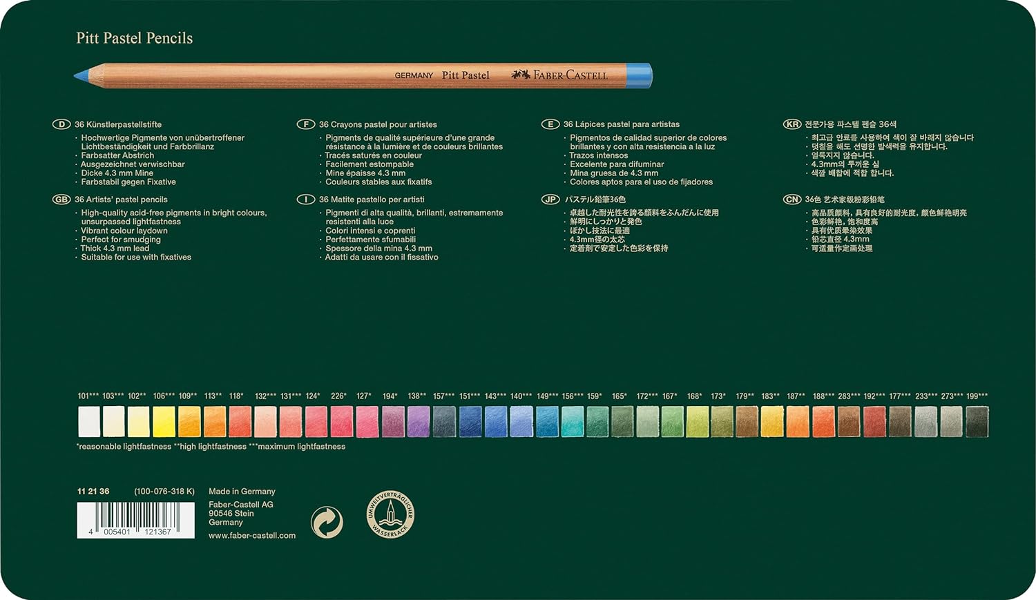 Faber-Castell PITT Pastel Pencils Tin Of 36