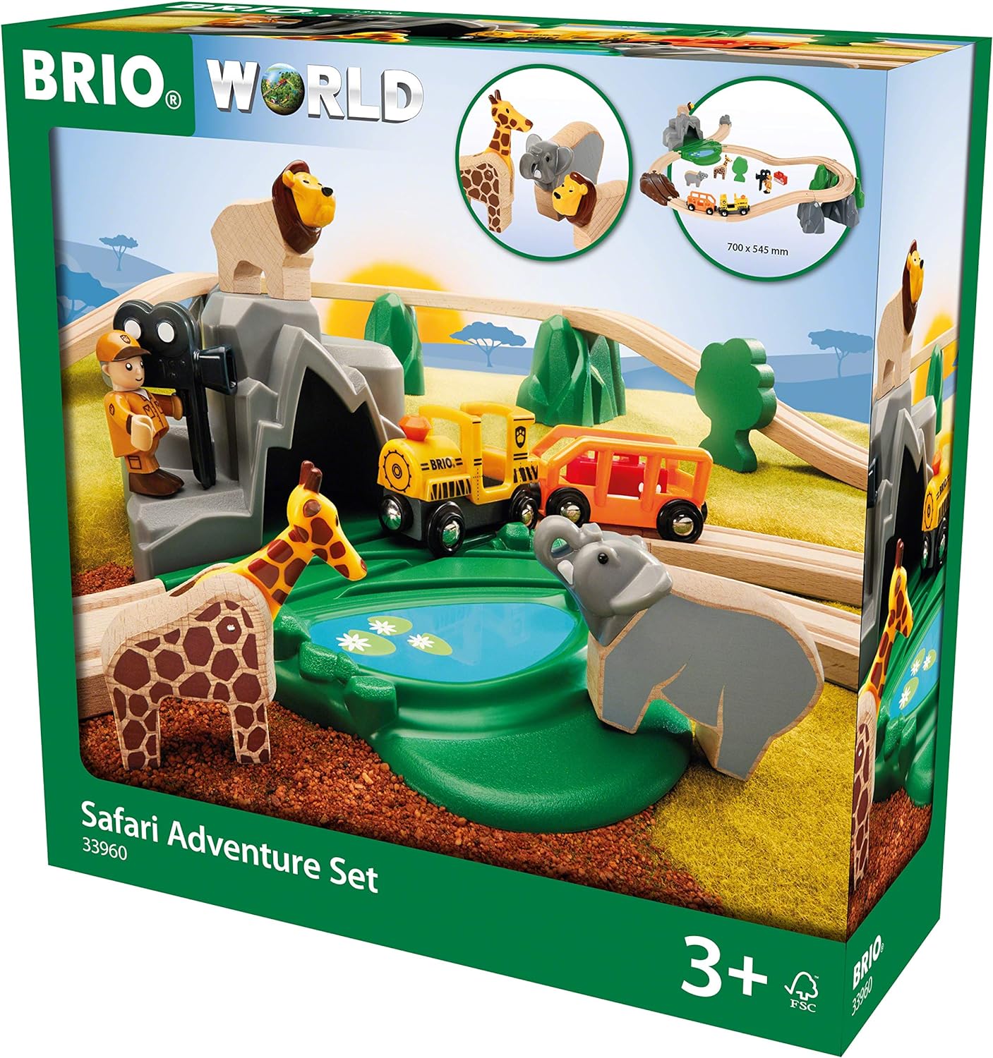 BRIO World Safari Adventure Train Set for Kids Age 3 Years Up - Wooden Railway Expansions and Accessories