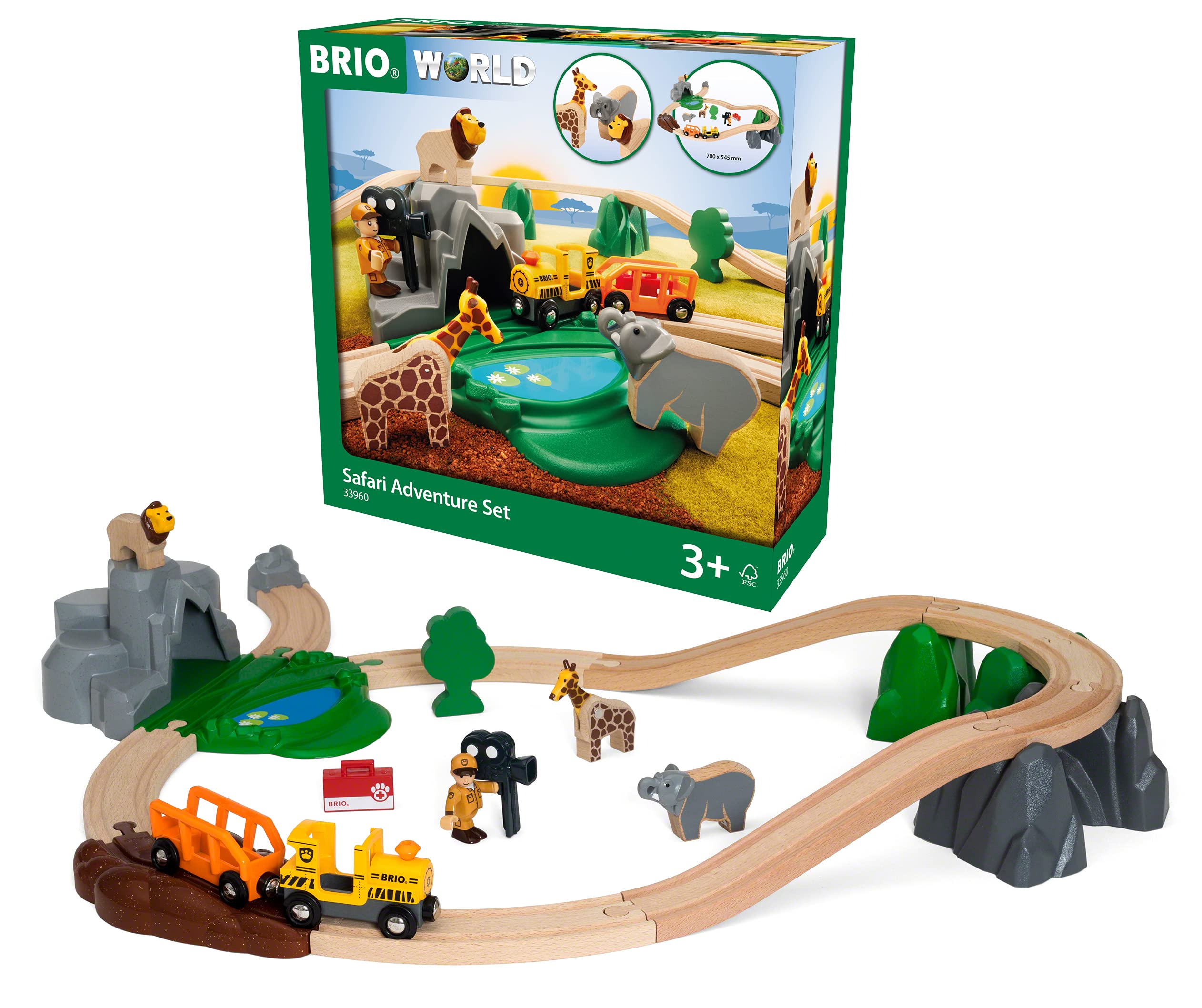 BRIO World Safari Adventure Train Set for Kids Age 3 Years Up - Wooden Railway Expansions and Accessories