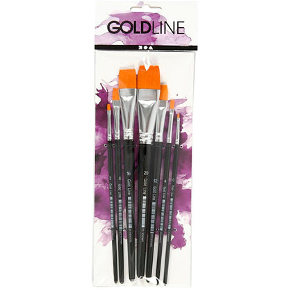 Gold Line Acrylic Brush Set, size 0-20 , W: 2-24 mm, flat, 7asstd