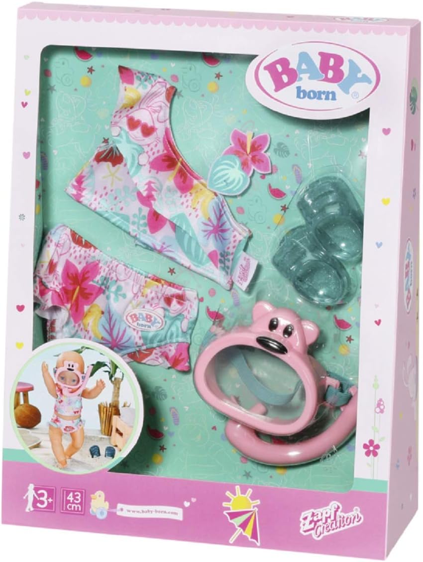 BABY born 829240 Holiday Deluxe Bikini Set 43 cm, rosa/Bunt