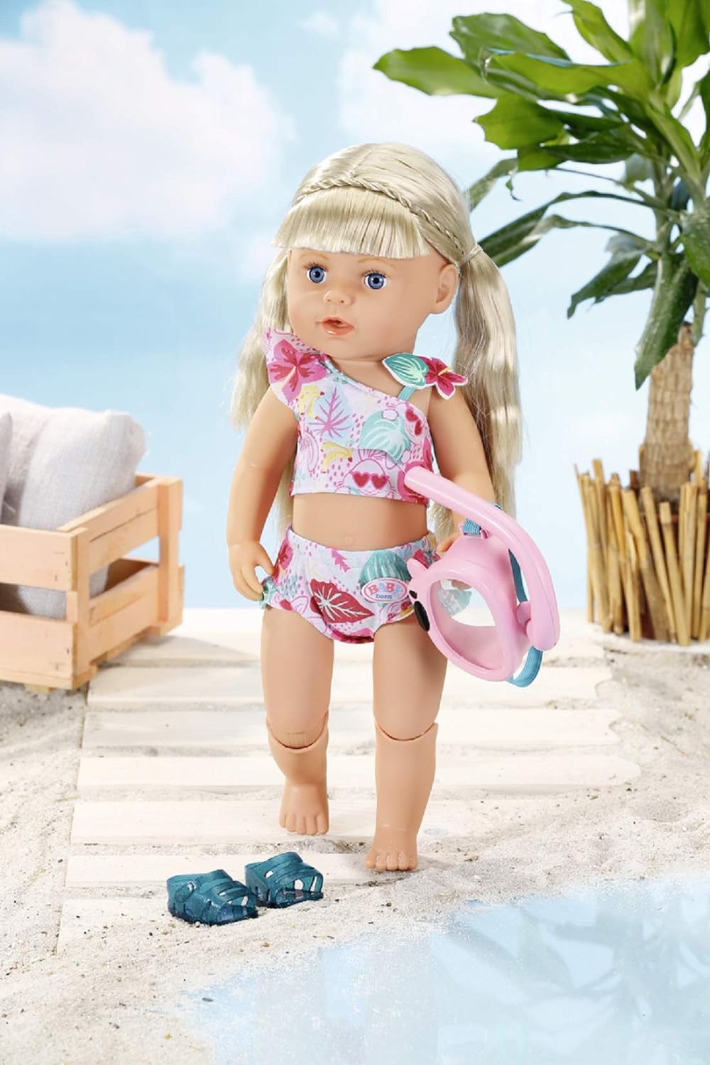 BABY born 829240 Holiday Deluxe Bikini Set 43 cm, rosa/Bunt