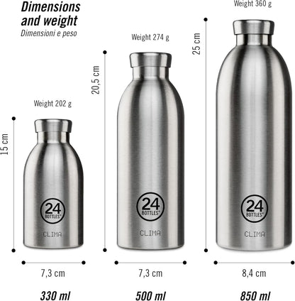 24BOTTLES Clima Bottle - Borraccia Termica 850 ml Acciaio Inox, Bottiglia Termica Thermos 100% Ermetico (12h Hot 24h Cold) dal Design Italiano, Borracce Termiche Ecologiche, Water Bottle Atlantic Bay