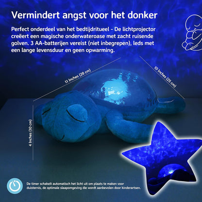 Cloud b Ocean Projector Nightlight with White Noise Soothing Sounds | Adjustable Settings and Auto-Shutoff | Tranquil Turtle - Aqua