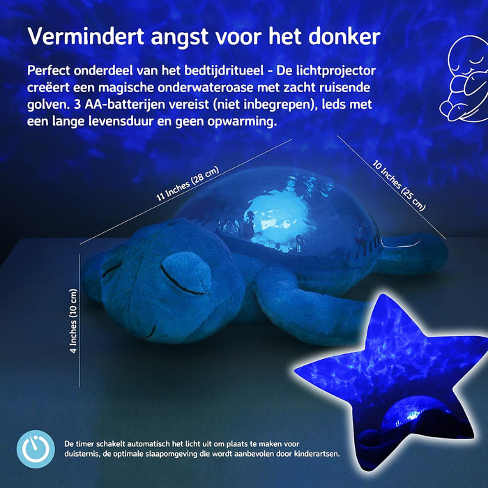 Cloud b Ocean Projector Nightlight with White Noise Soothing Sounds | Adjustable Settings and Auto-Shutoff | Tranquil Turtle - Aqua