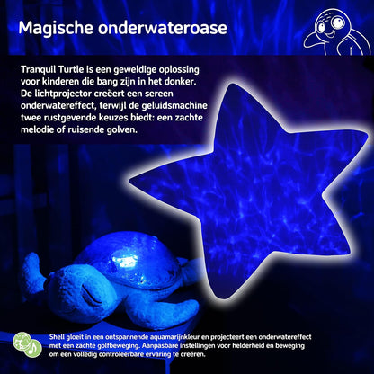 Cloud b Ocean Projector Nightlight with White Noise Soothing Sounds | Adjustable Settings and Auto-Shutoff | Tranquil Turtle - Aqua