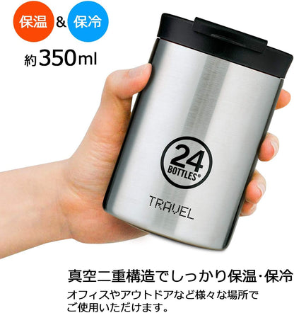 24Bottles Travel Tumbler Travel and Office Thermal Mug 350 ml/600 ml, 100% Airtight for Coffee and Tea (6 Hours Hot 12 Hours Cold), Ecological Stainless Steel Water Bottles with Italian Design