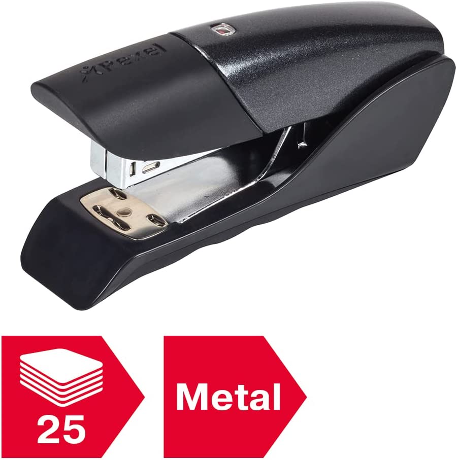 Rexel Gazelle Half Strip Stapler, 25 Sheet Capacity, Stand Up Design, Uses 24/6/ and 26/6 Staples, Metal Body, Black, 2100010