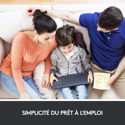 Logitech K400 Teclado Táctil Inalámbrico Plus para TV con un Control Multimedia y Panel Táctil, Disposición QWERTY Pan Nordic - Negro