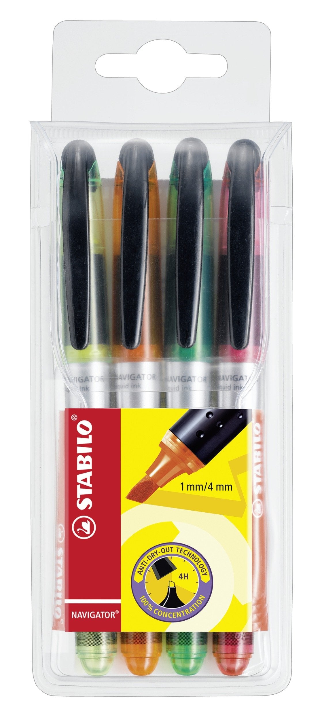 Highlighter - STABILO NAVIGATOR - Wallet of 4