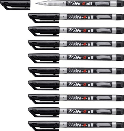Permanent Marker Pen - STABILO Write-4-all - Fine - Pack of 10