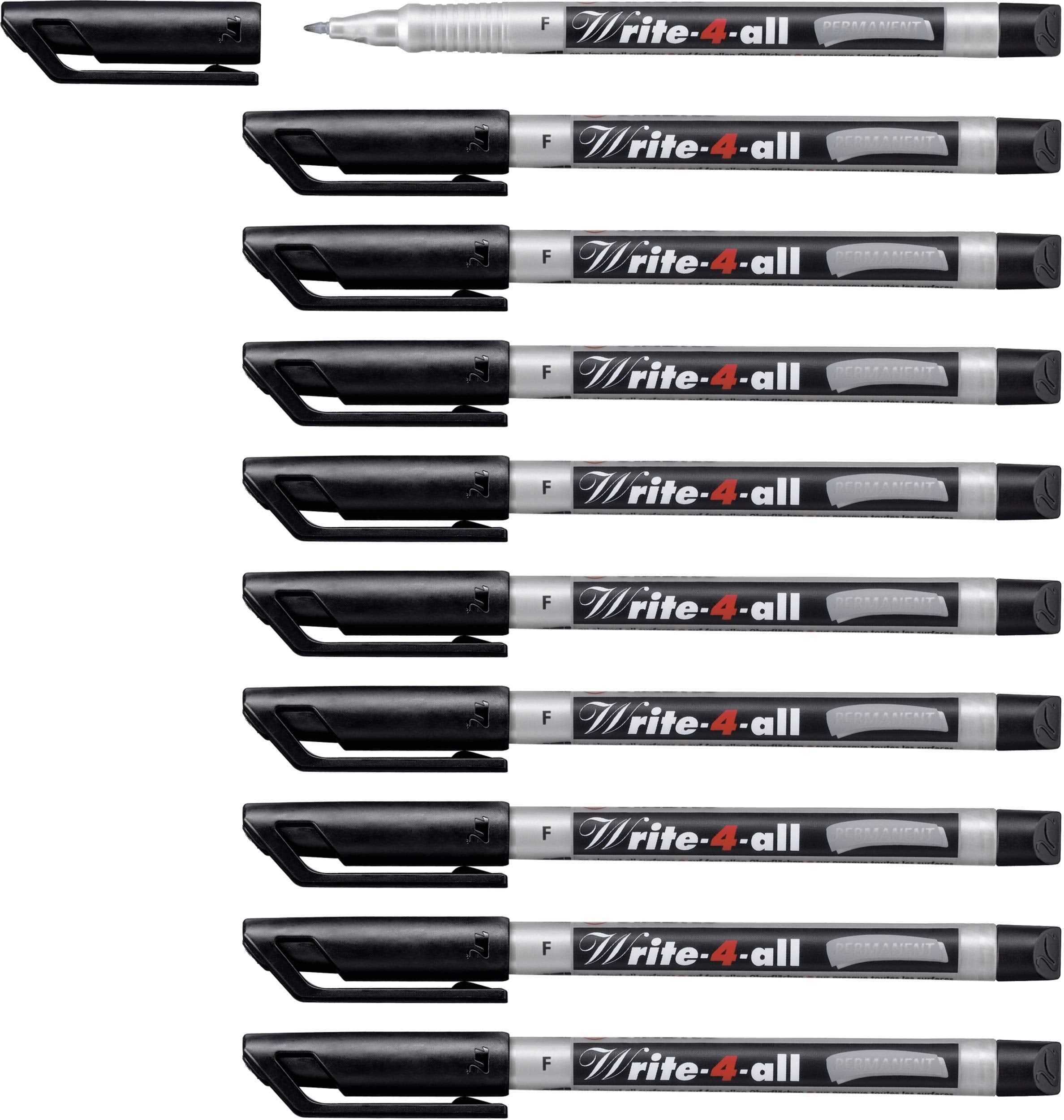 Permanent Marker Pen - STABILO Write-4-all - Fine - Pack of 10