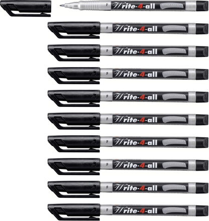Permanent Marker Pen - STABILO Write-4-all - Fine - Pack of 10